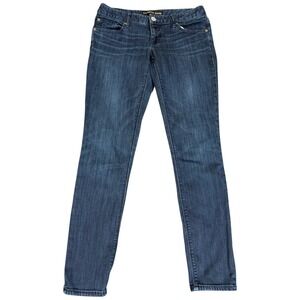 Express Jeans Womens 6R Stella Legging Low Rise Blue Dark Denim 27x29 Distressed